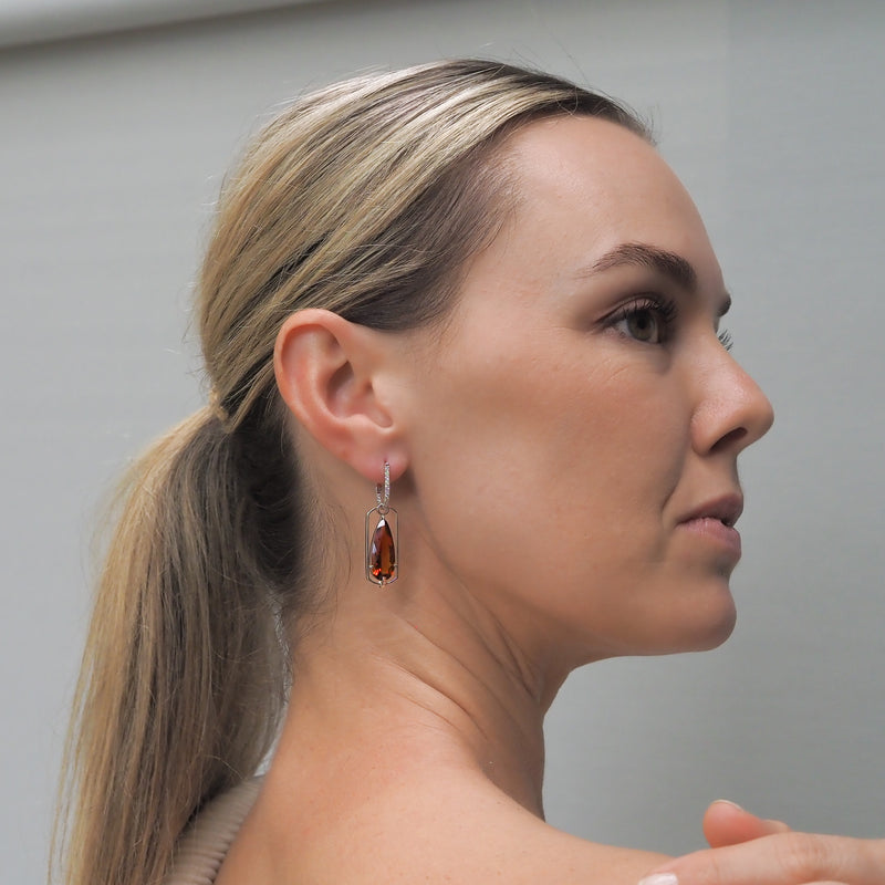 Art Deco Pear Citrine convertible Earring