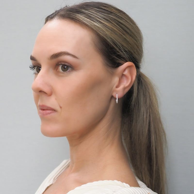 Diamond Claw-Set Huggie Earrings