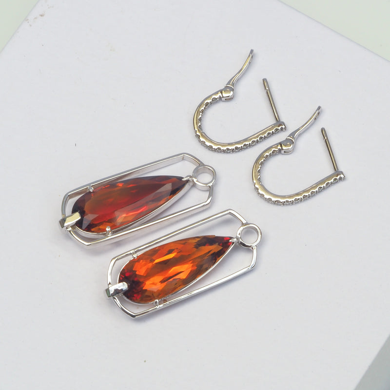 Art Deco Pear Citrine convertible Earring