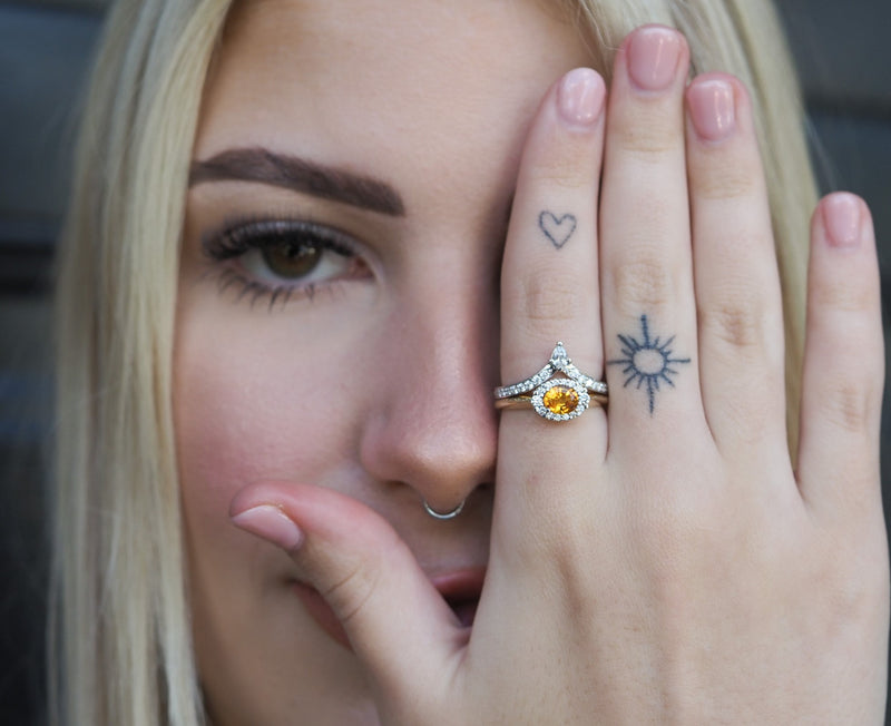 Golden Sapphire and Diamond Ring