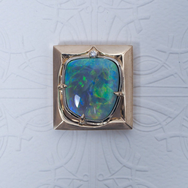 Australian Opal & Diamond Picture Pendant