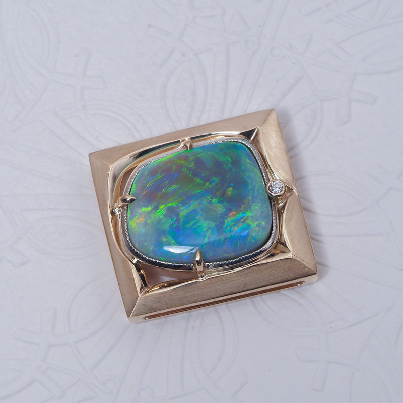 Australian Opal & Diamond Picture Pendant