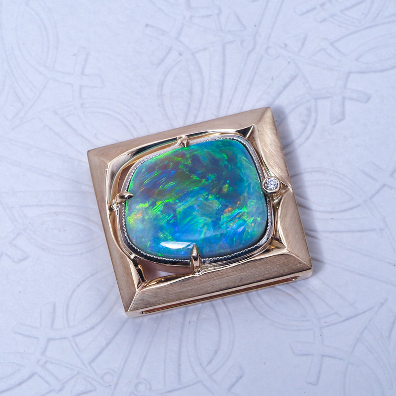 Australian Opal & Diamond Picture Pendant