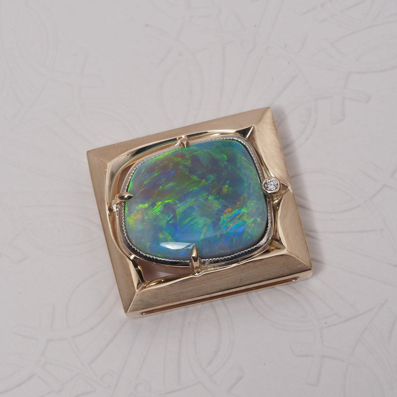 Australian Opal & Diamond Picture Pendant