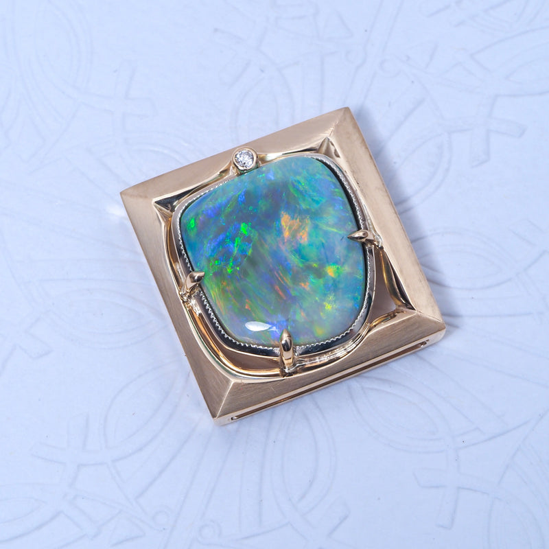 Australian Opal & Diamond Picture Pendant