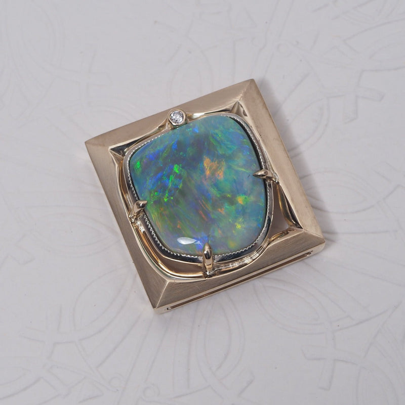 Australian Opal & Diamond Picture Pendant