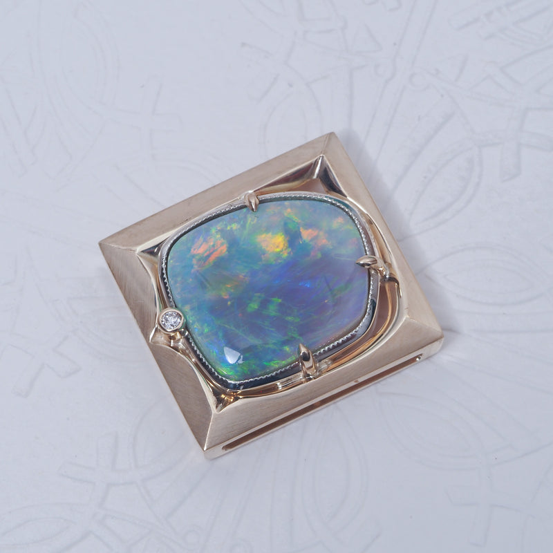 Australian Opal & Diamond Picture Pendant