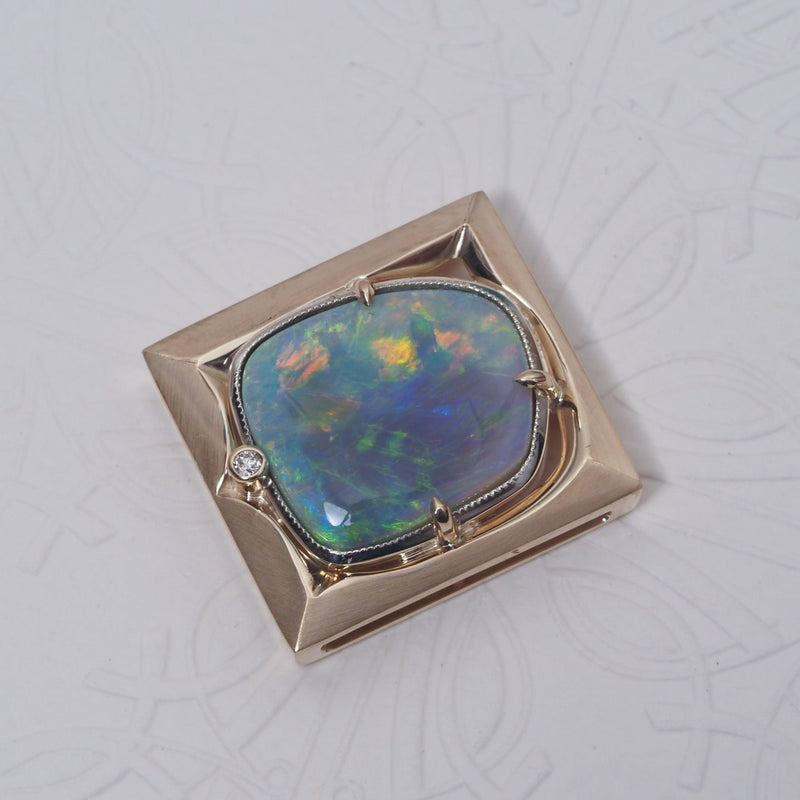 Australian Opal & Diamond Picture Pendant