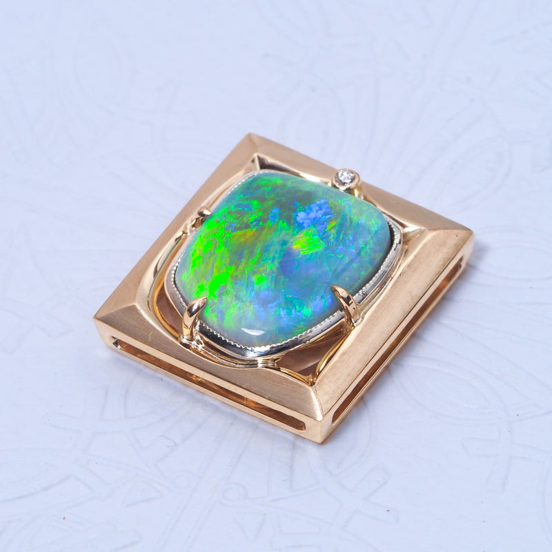 Australian Opal & Diamond Picture Pendant