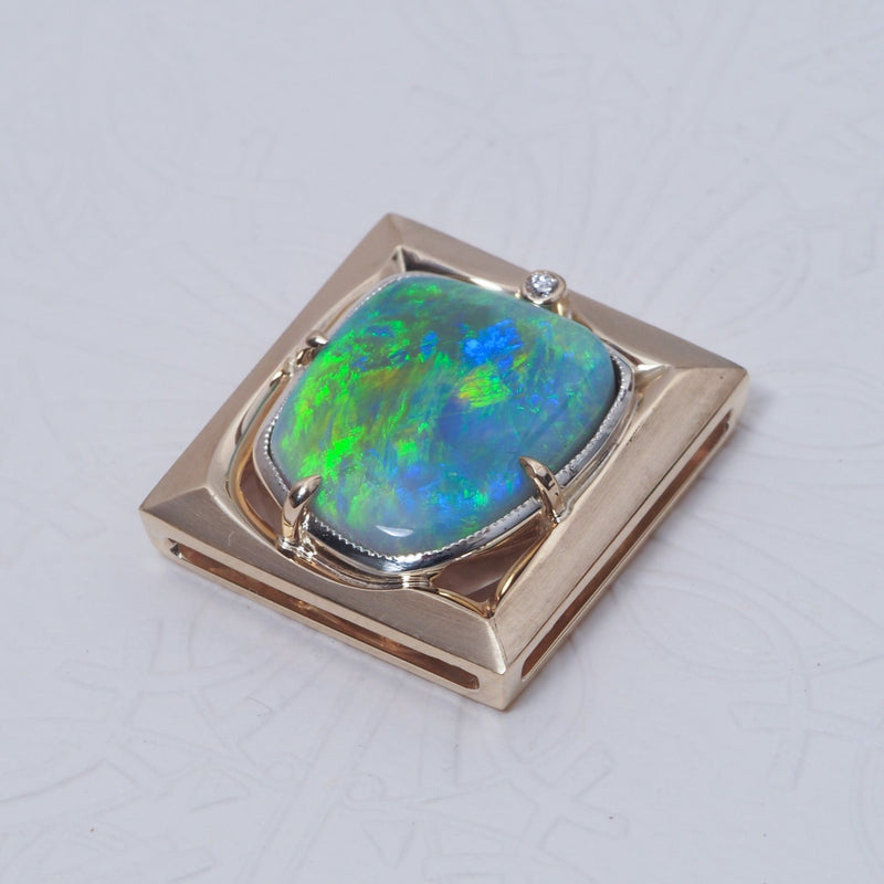 Australian Opal & Diamond Picture Pendant