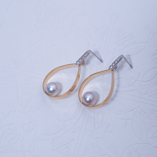 Akoya Pearl and Diamond Stud Earrings