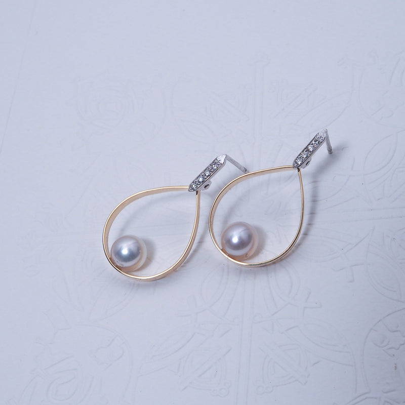 Akoya Pearl and Diamond Stud Earrings