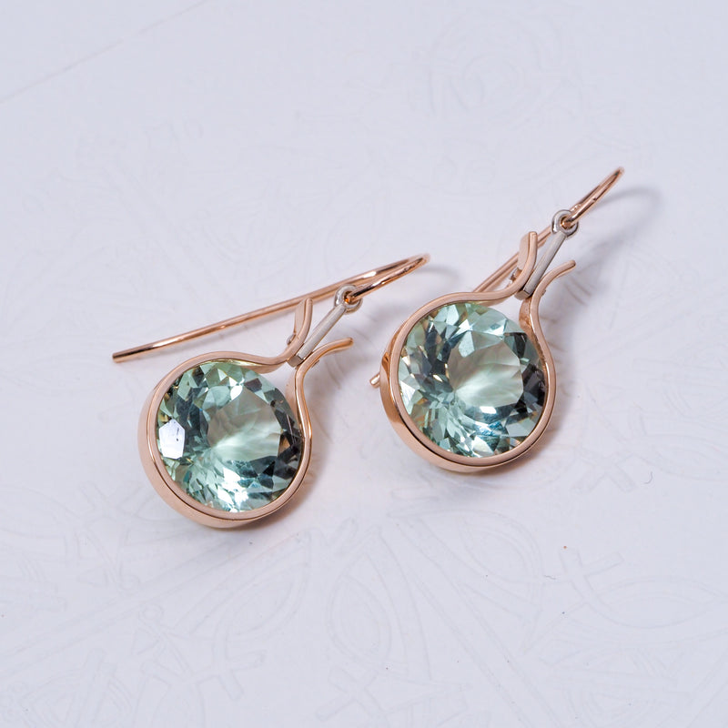 Dewdrop Mint Quartz 12mm Earrings Rose Gold