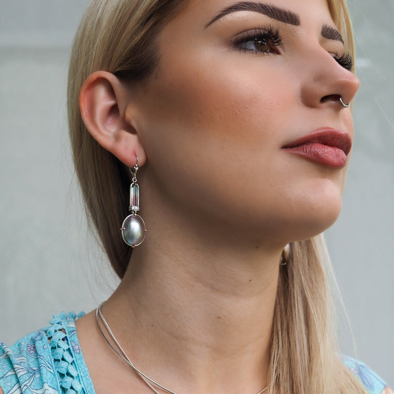 Orpheus Island Pearls and Tourmaline Earrings