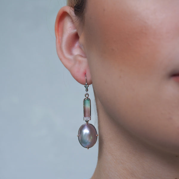 Orpheus Island Pearls and Tourmaline Earrings