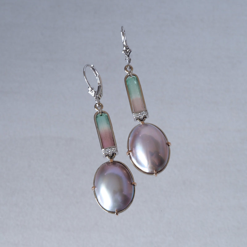 Orpheus Island Pearls and Tourmaline Earrings