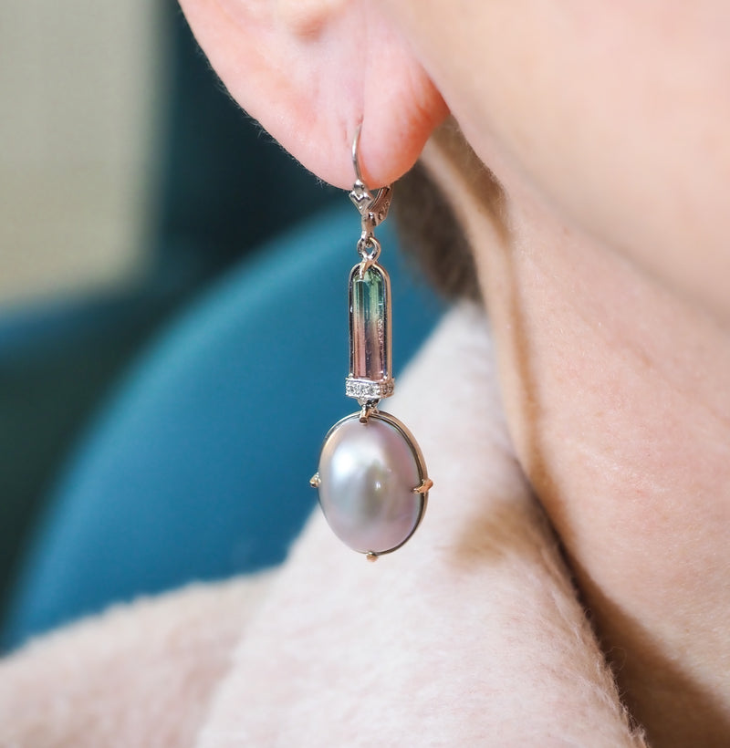 Orpheus Island Pearls and Tourmaline Earrings