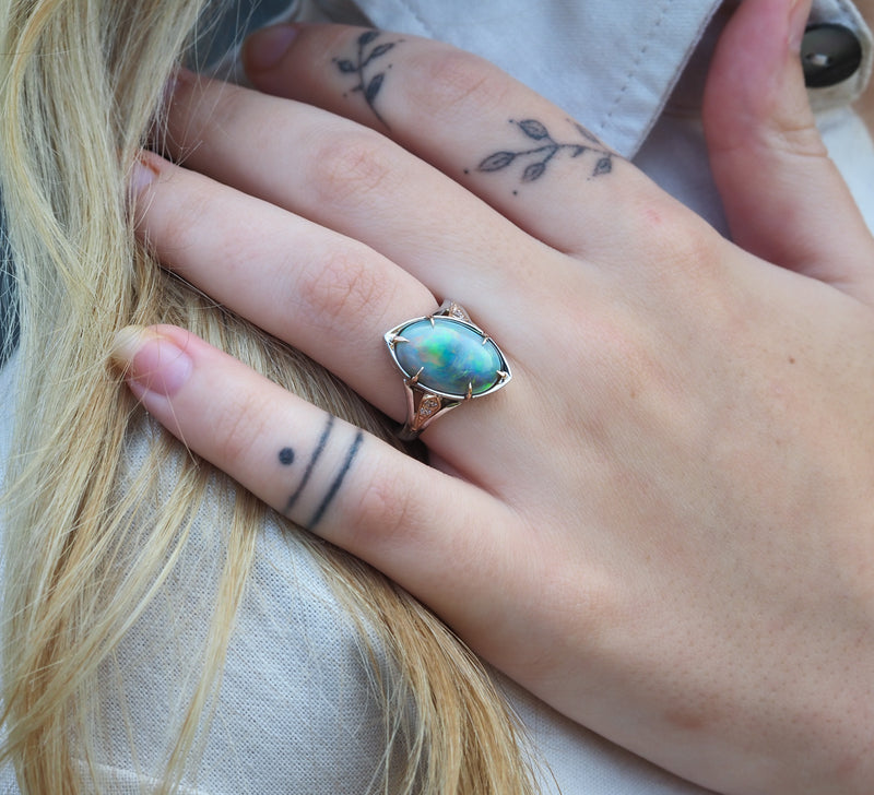 Australian Opal Caldron Ring