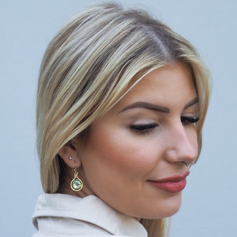 Dewdrop Mint Quartz 12mm Earrings Rose Gold