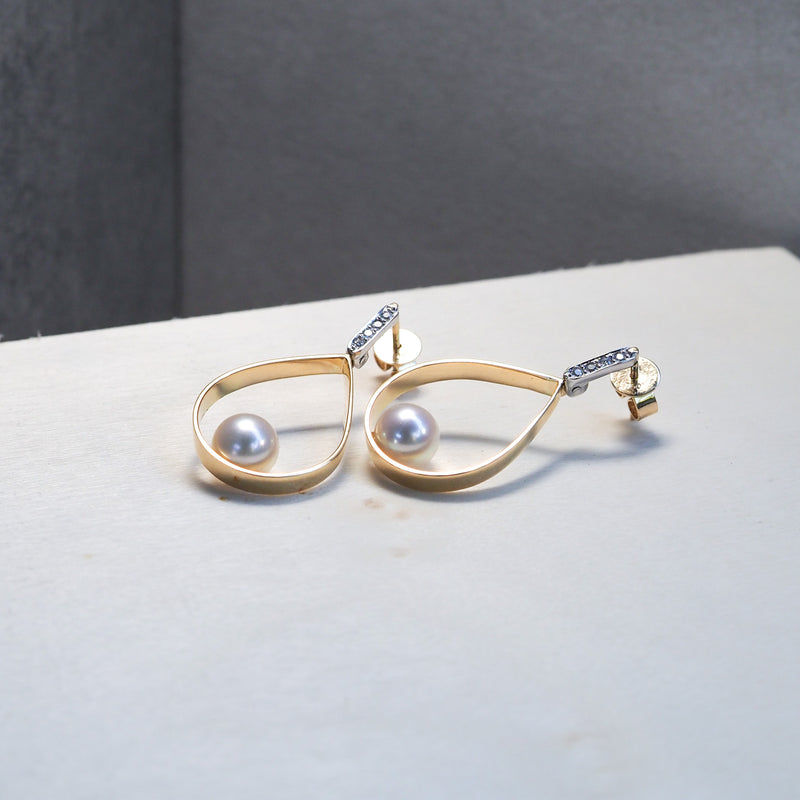 Akoya Pearl and Diamond Stud Earrings