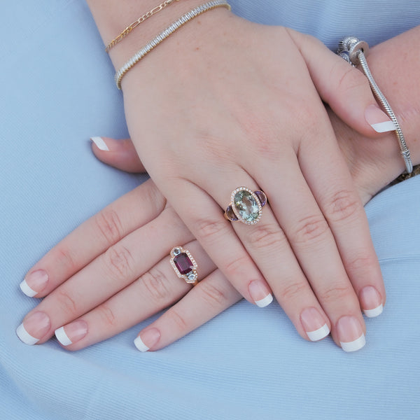 Rhodolite Garnet and Aquamarine Ring