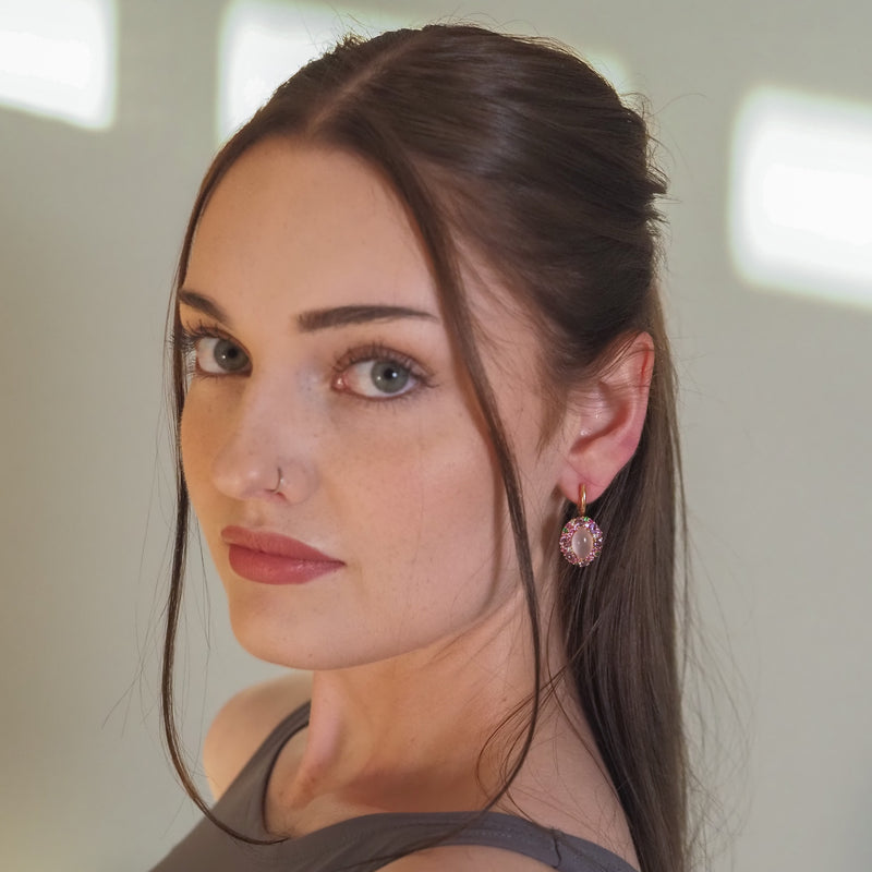 Rose Quart Pink Sapphire Bouquet Earring