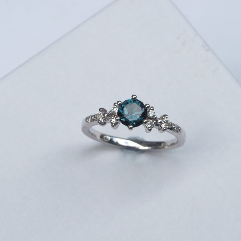 Australian Sapphire and Diamond Sprinkle Ring