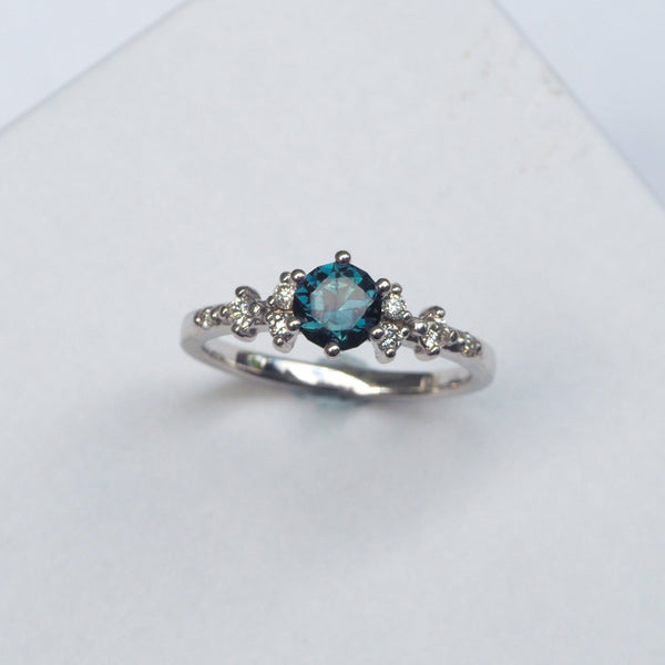 Australian Sapphire and Diamond Sprinkle Ring