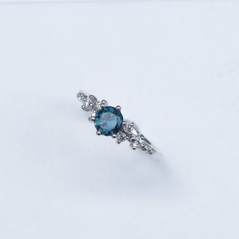 Australian Sapphire and Diamond Sprinkle Ring