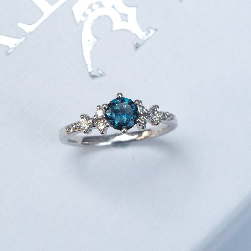 Australian Sapphire and Diamond Sprinkle Ring