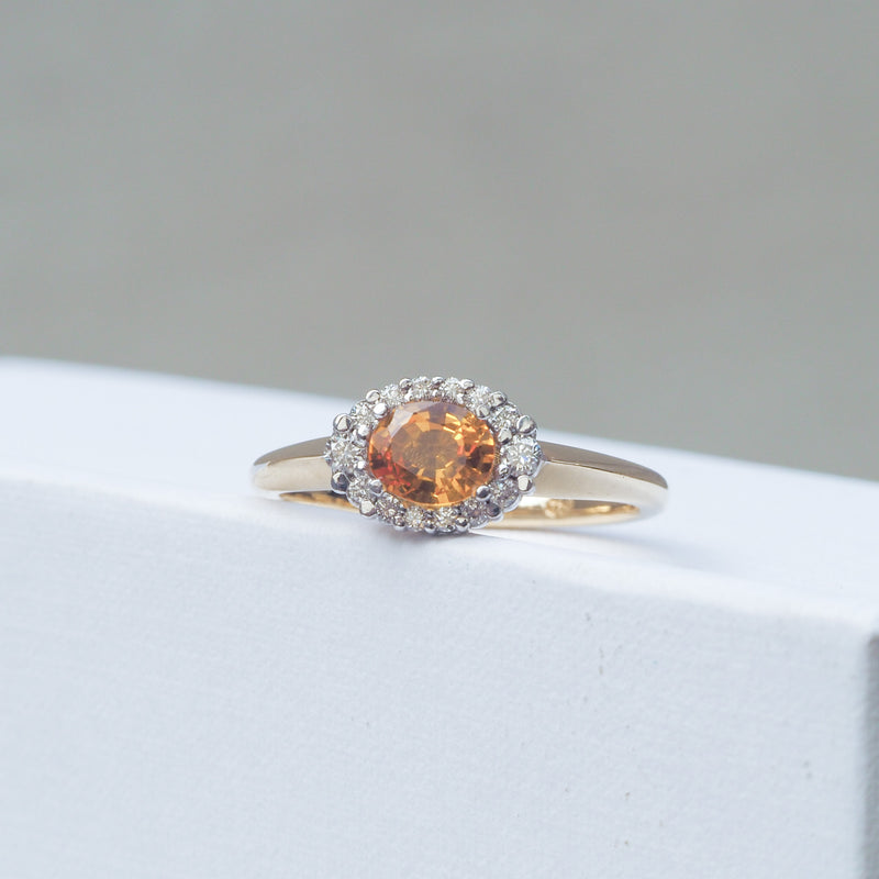 Golden Sapphire and Diamond Ring