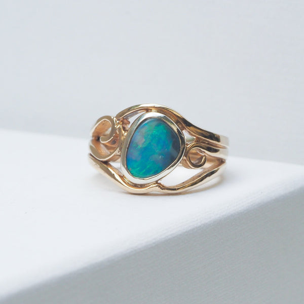 Australian Lightening Ridge Opal Ring