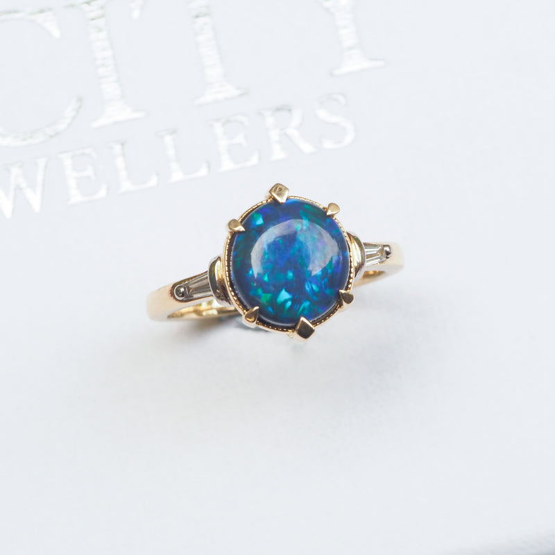 Australian Lightening Ridge Opal Ring