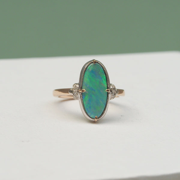 Australian Lightening Ridge Opal Ring