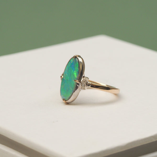 Australian Lightening Ridge Opal Ring