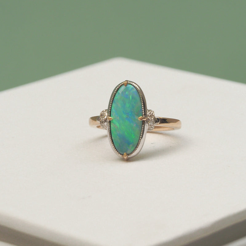 Australian Lightening Ridge Opal Ring