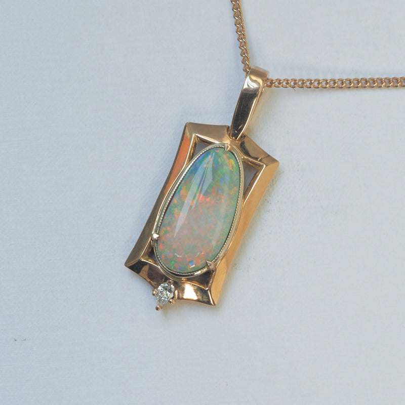 Australian Opal & Diamond Pendant