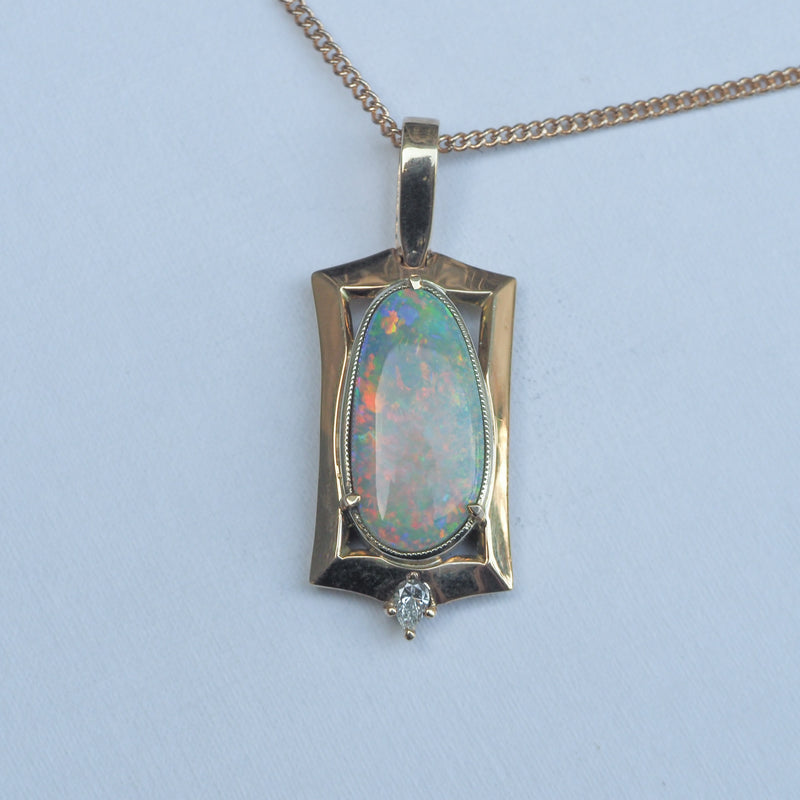 Australian Opal & Diamond Pendant