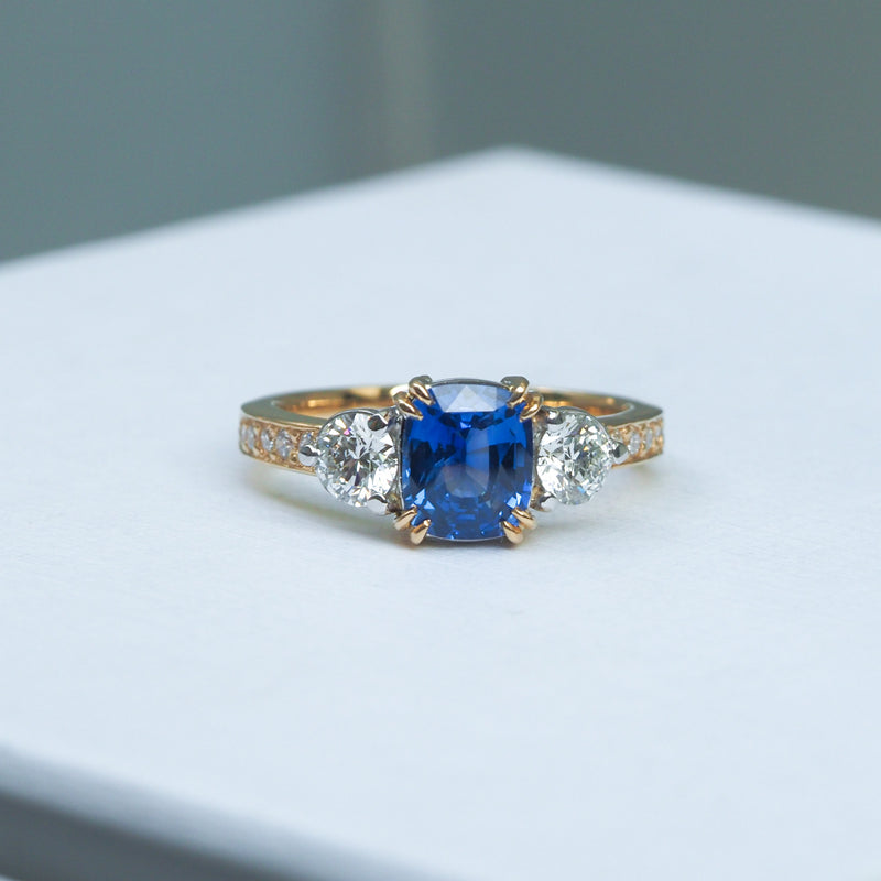 Ceylon Sapphire Trilogy Ring