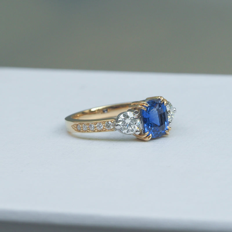 Ceylon Sapphire Trilogy Ring