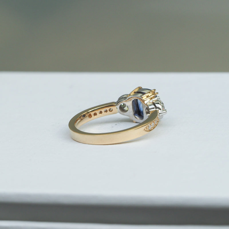 Ceylon Sapphire Trilogy Ring