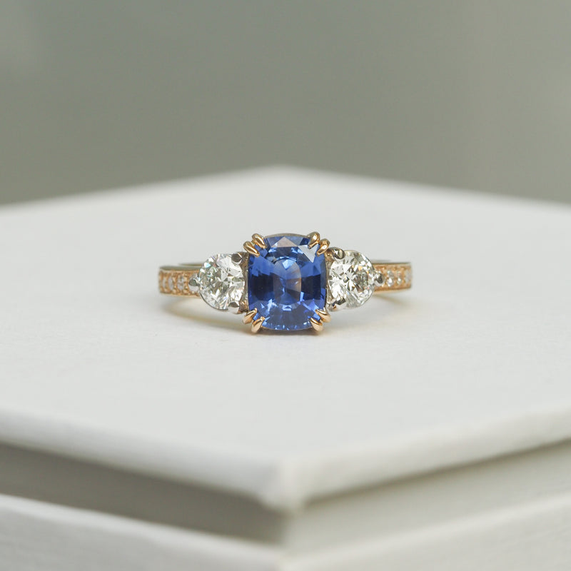 Ceylon Sapphire Trilogy Ring