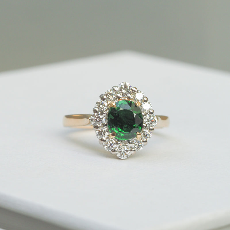 Tsavorite and Diamond Ring