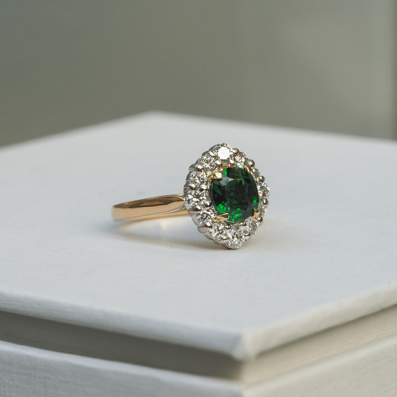 Tsavorite and Diamond Ring