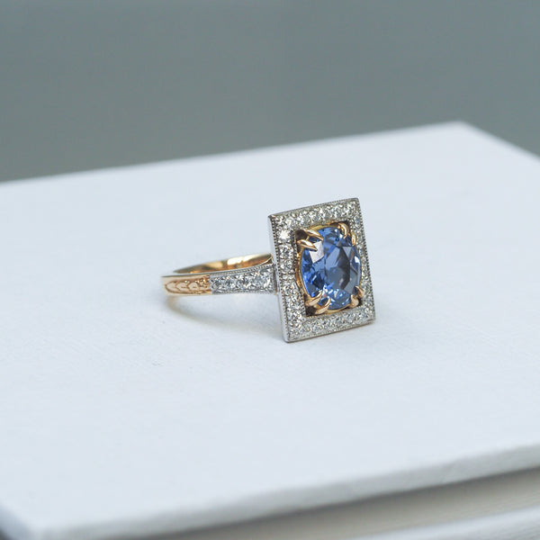 Sapphire and Diamond Halo Style Ring