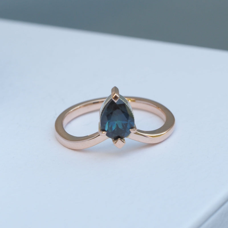 Australian Parti Sapphire V Shape Ring