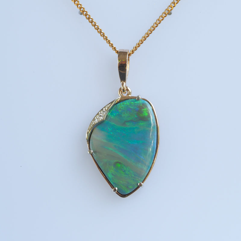 Australian Opal & Diamond Pendant