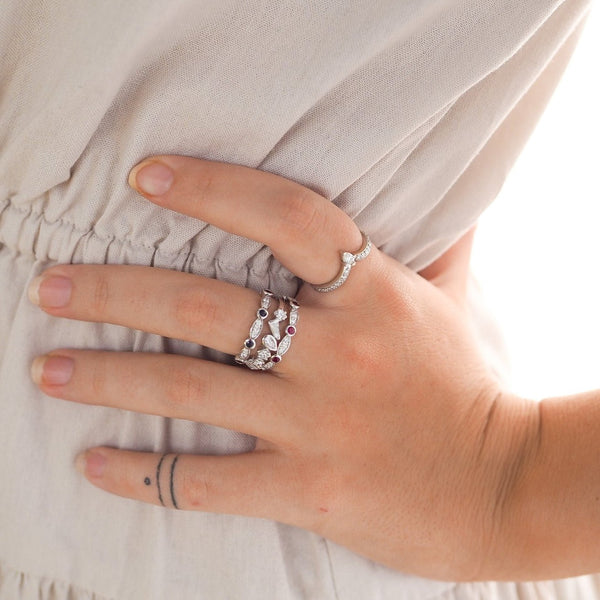 Sapphire and Diamond Stacker Ring