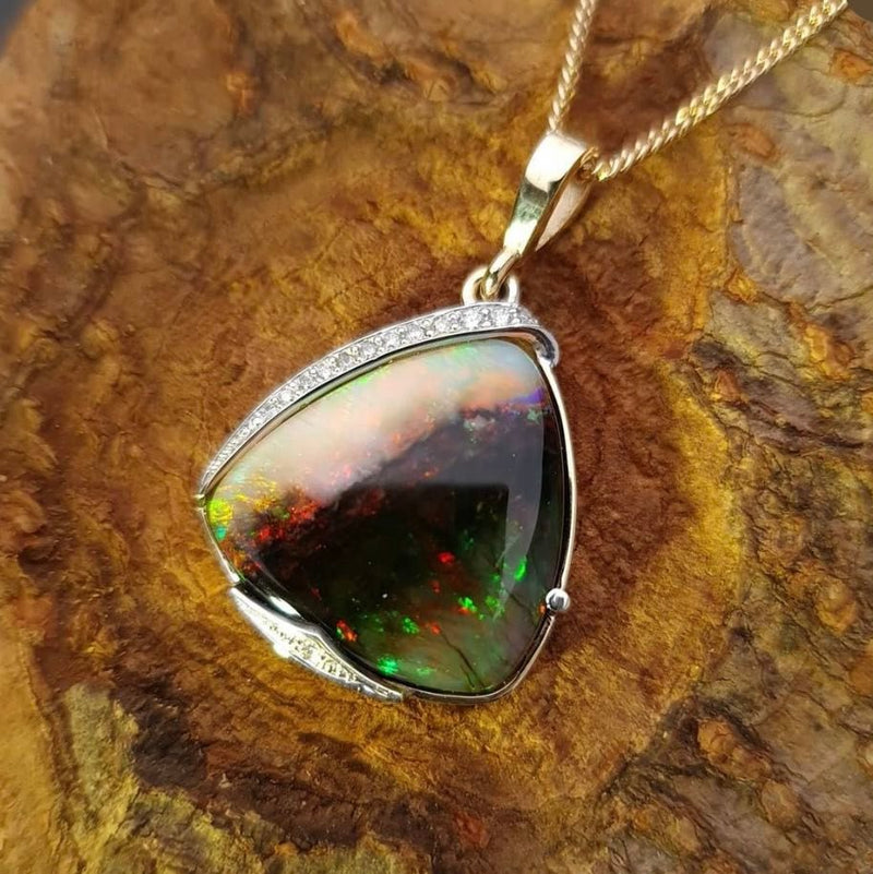 Australian Opal Diamond Pendant