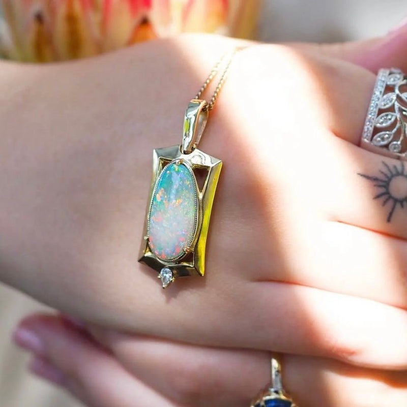 Australian Opal & Diamond Pendant